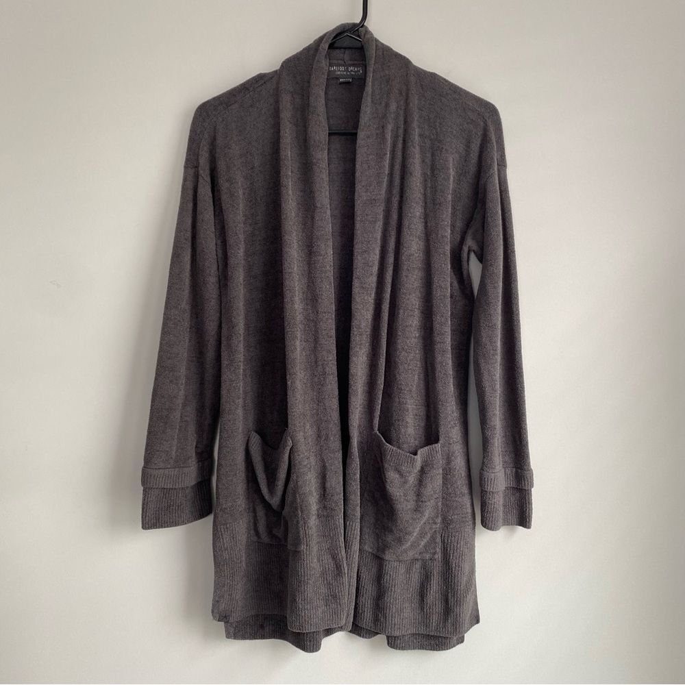 Barefoot Dreams CozyChic Ultra Lite Double Ribbed Sleeve Cardigan Charcoal